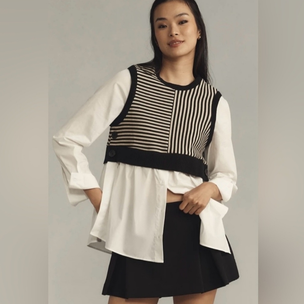 Maeve Anthropologie Sweater Vest Layered Top